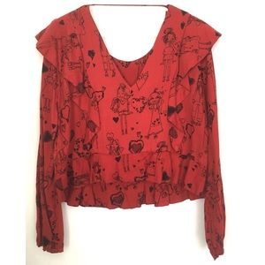 Zara Trafaluc Red Hearts comic top L